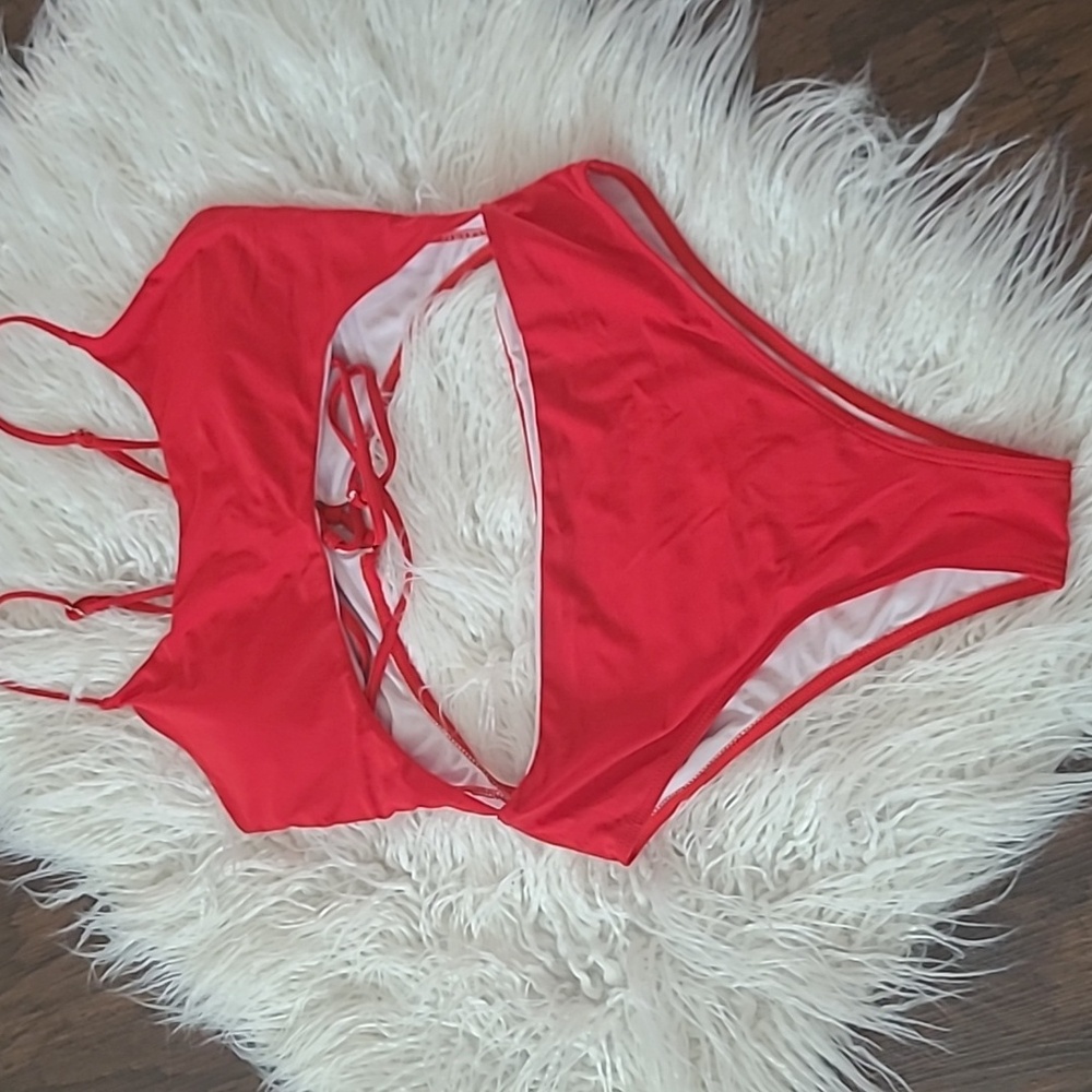 Red swimming one piece/ size Large 💋